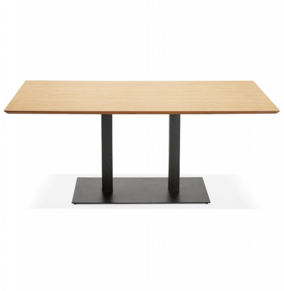 Masa dining/living Hugo 180x90 cm MDF lemn natur, stil industrial, picioare negre otel, DT00840NA - Kokoon [2]