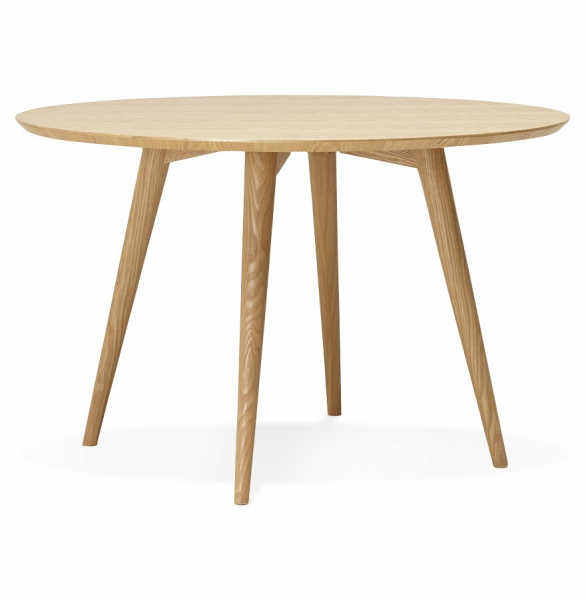 Masa rotunda lemn natur Janet 120 cm stil scandinav, MDF / picioare lemn masiv, DT00370NA - Kokoon [3]