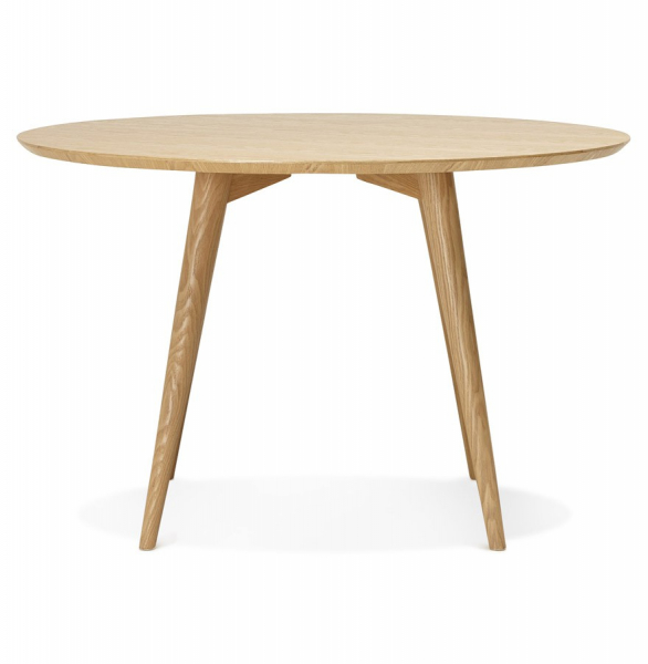 Masa rotunda lemn natur Janet 120 cm stil scandinav, MDF / picioare lemn masiv, DT00370NA - Kokoon [4]