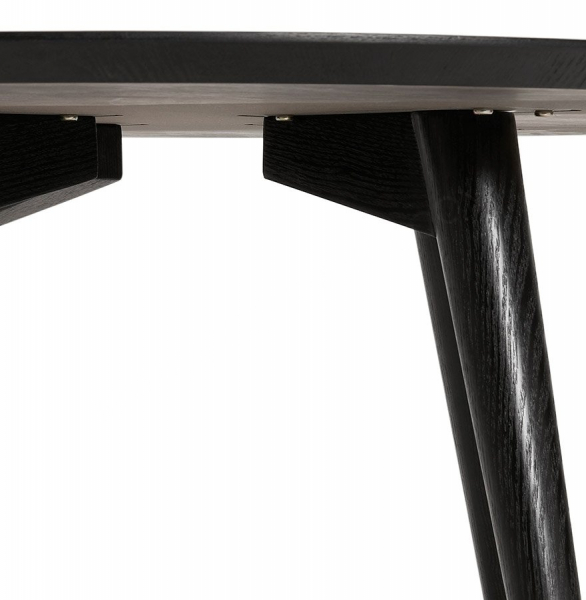Masa rotunda dining neagra Janet 120 cm blat MDF lemn negru, picioare negre lemn masiv, DT00990BL - Kokoon [6]
