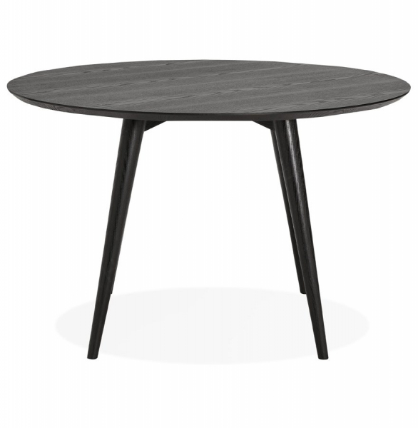 Masa rotunda dining neagra Janet 120 cm blat MDF lemn negru, picioare negre lemn masiv, DT00990BL - Kokoon [2]