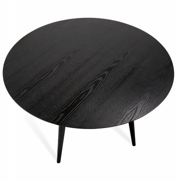 Masa rotunda dining neagra Janet 120 cm blat MDF lemn negru, picioare negre lemn masiv, DT00990BL - Kokoon [4]