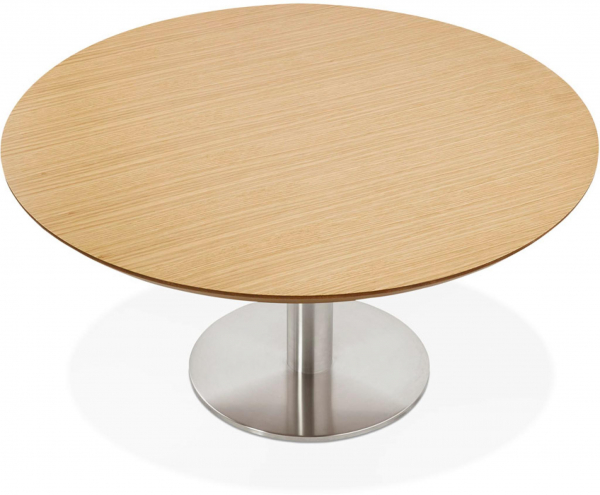 Masa dining rotunda Venla 90 cm MDF lemn natur, picior otel talpa subtire, DT00770NA - Kokoon [3]