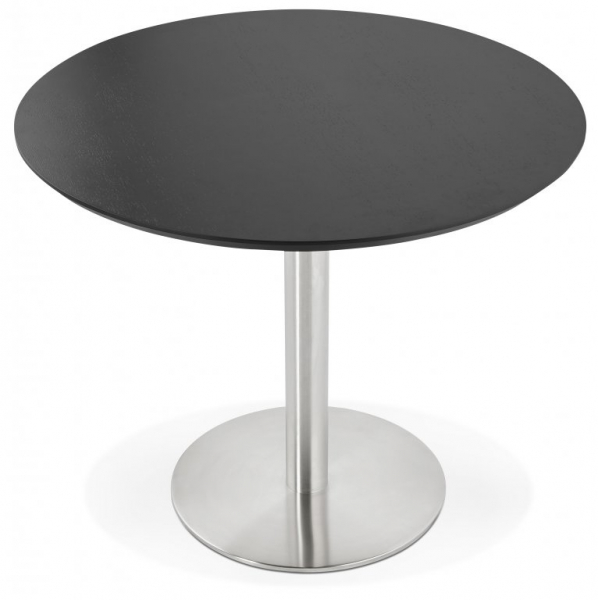 Masa dining rotunda Venla 90 cm MDF negru, picior otel talpa subtire, DT00760BL - Kokoon [2]