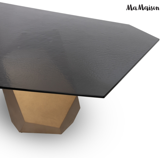 Masă de Dining Celeste 240x120x76,5 cm, Auriu/Negru - MaMaison [4]