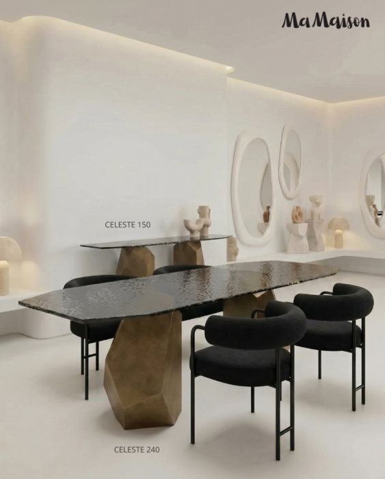 Masă de Dining Celeste 240x120x76,5 cm, Auriu/Negru - MaMaison [10]