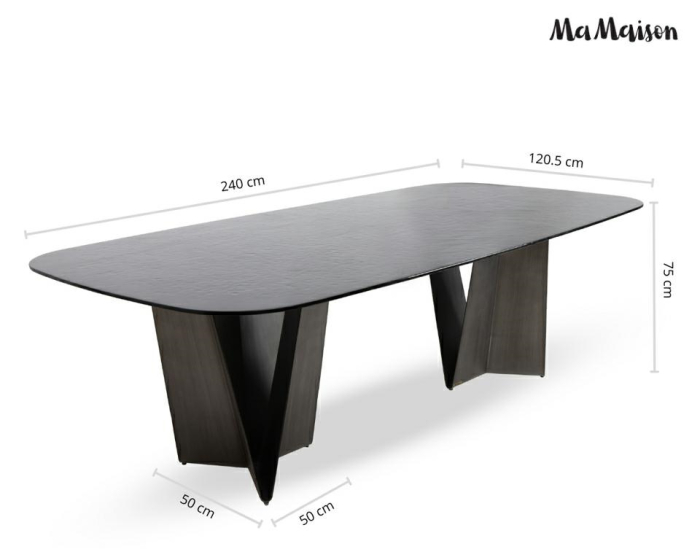 Masă de Dining Dune 240x120,5x75 cm, Negru - MaMaison [11]
