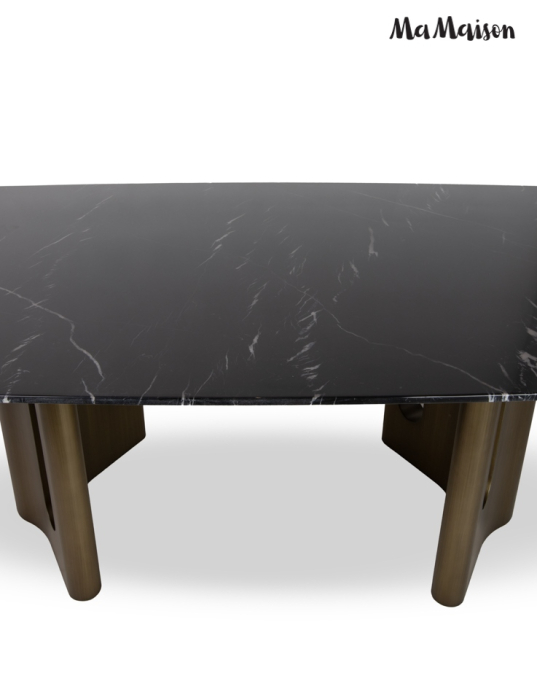 Masă de Dining Essenza 240x120x75,5 cm, Negru Auriu - MaMaison [4]