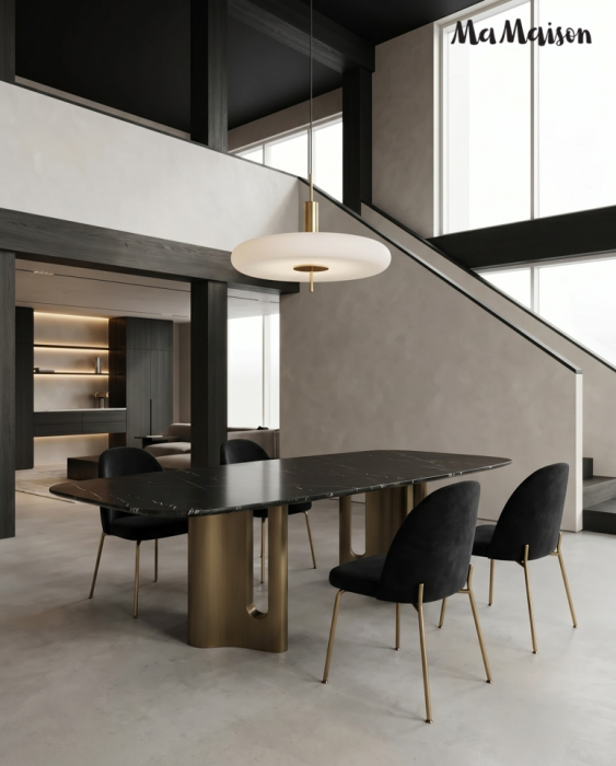 Masă de Dining Essenza 240x120x75,5 cm, Negru Auriu - MaMaison [6]