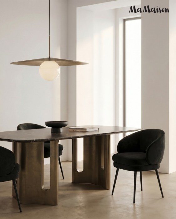 Masă de Dining Essenza 240x120x75,5 cm, Negru Auriu - MaMaison [7]