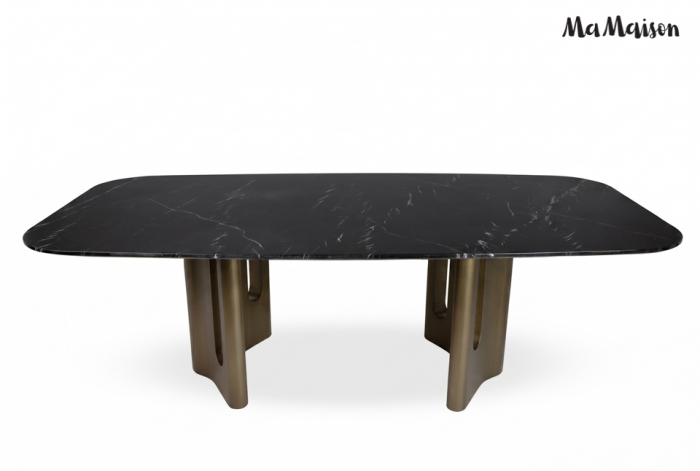 Masă de Dining Essenza 240x120x75,5 cm, Negru Auriu - MaMaison [2]