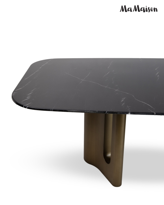 Masă de Dining Essenza 240x120x75,5 cm, Negru Auriu - MaMaison [3]