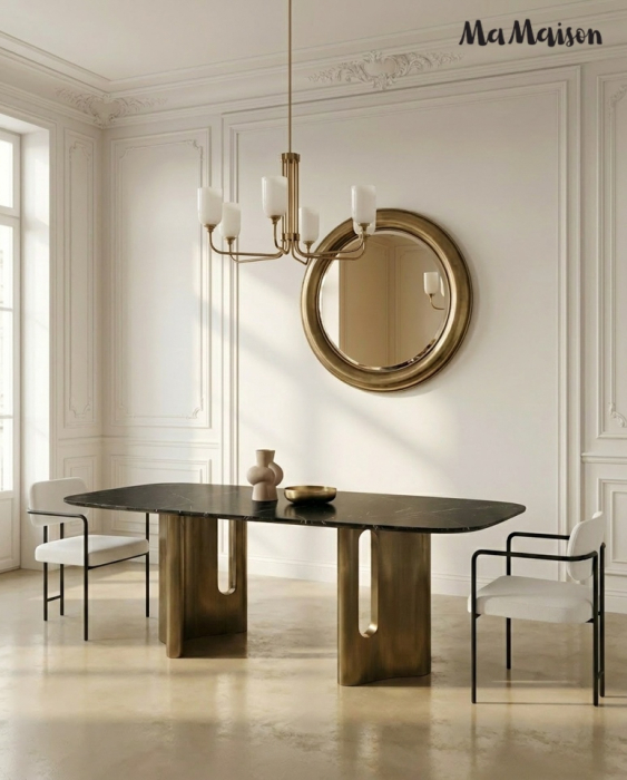 Masă de Dining Essenza 240x120x75,5 cm, Negru Auriu - MaMaison [5]