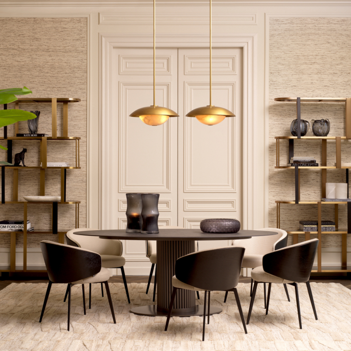   Masă de dining exterioară Volterra cu blat oval cu aspect de marmură 117744 EICHHOLTZ [2]