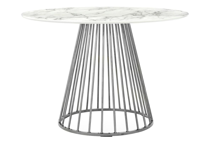 Masă de Dining Glam Marble 110x110x75 cm, MDF PVC Lucios Imitând Marmura - King Home [2]