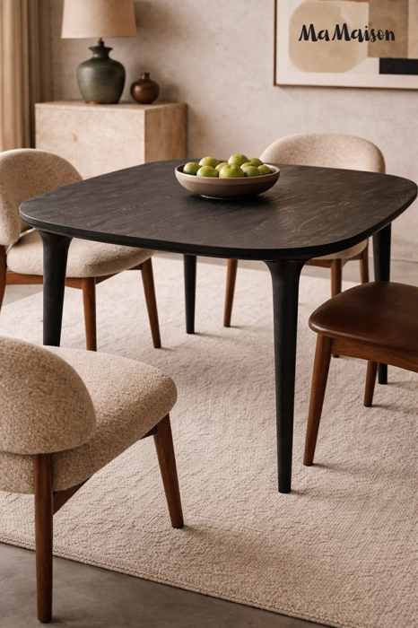 Masă de Dining Laminar 120x120x76 cm, Lemn Mango Negru - MaMaison [6]