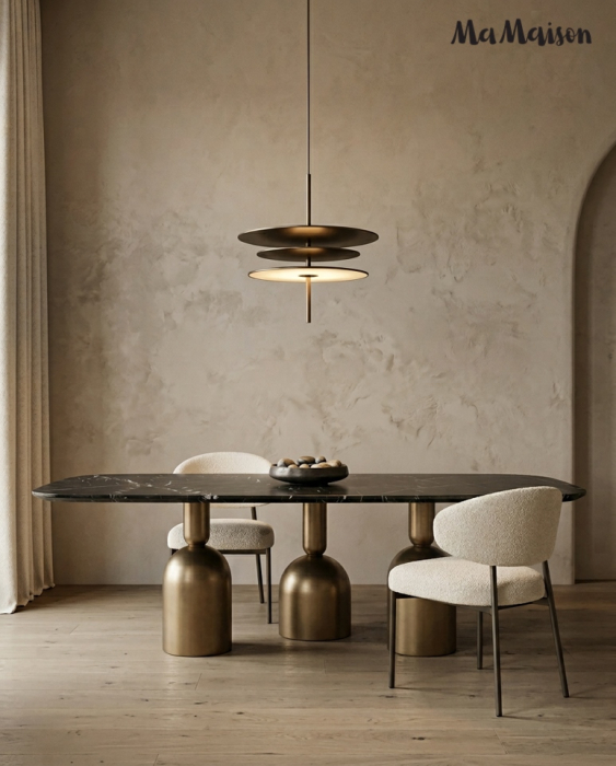 Masă de Dining Ringo 240x120x76 cm, Negru Auriu - MaMaison [6]