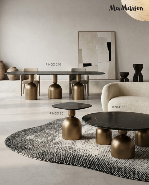 Masă de Dining Ringo 240x120x76 cm, Negru Auriu - MaMaison [9]