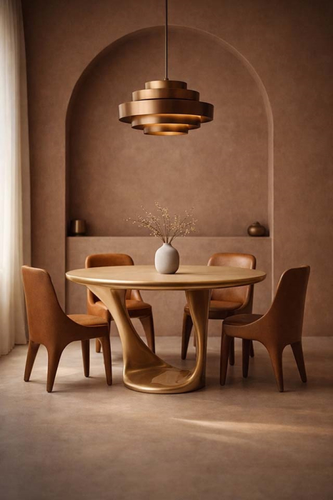 Masă de Dining Shangri La 100x100x75 cm, Rășină Auriu - King Home [5]