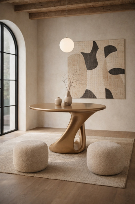 Masă de Dining Shangri La 100x100x75 cm, Rășină Auriu - King Home [6]