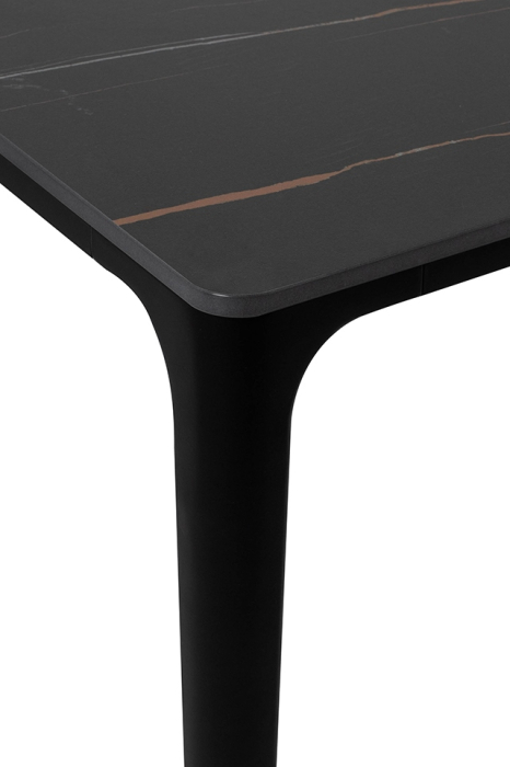 Masă de Dining Slim 140x80x73,5 cm, Marmură și Aluminiu Negru - King Home [3]