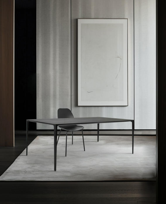 Masă de Dining Slim 180x90x73,5 cm, Marmură și Aluminiu Negru - King Home [6]