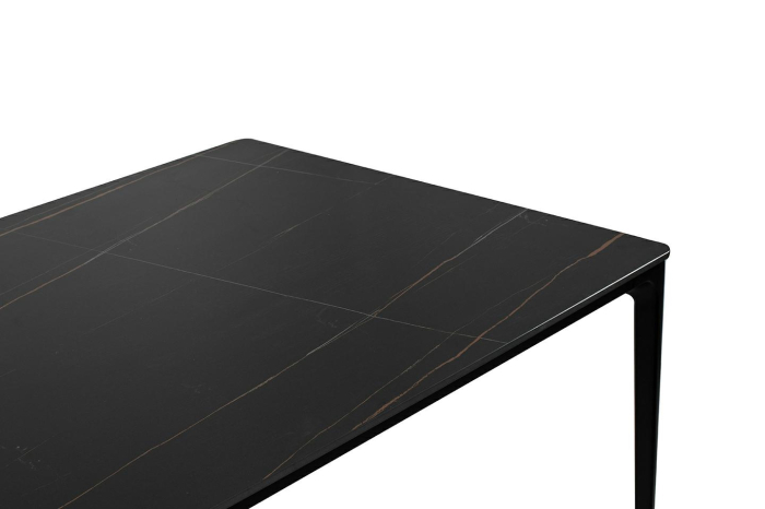 Masă de Dining Slim 200x100x73,5 cm, Marmură și Aluminiu Negru - King Home [4]