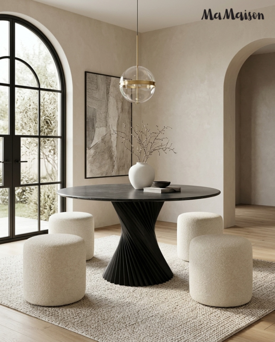 Masă de Dining Tango 120x120x76,5 cm, Negru - MaMaison [5]