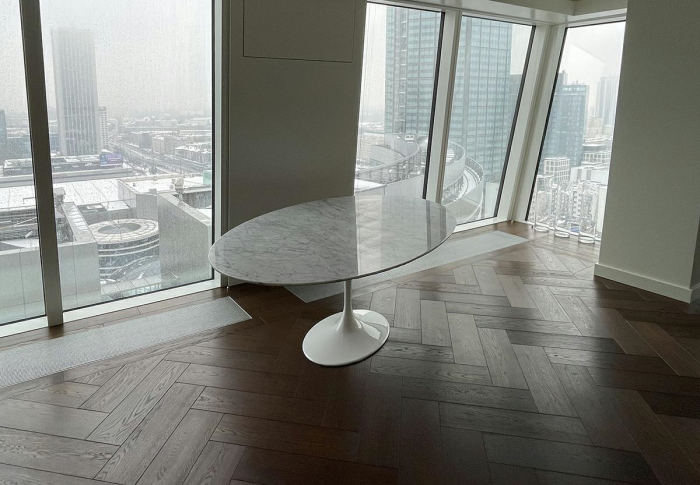 Masă de Dining Tulip Ellipse Marble 200x120x73 cm, Marmură și Metal Alb Lacuit la Înalt Luciu - King Home [17]