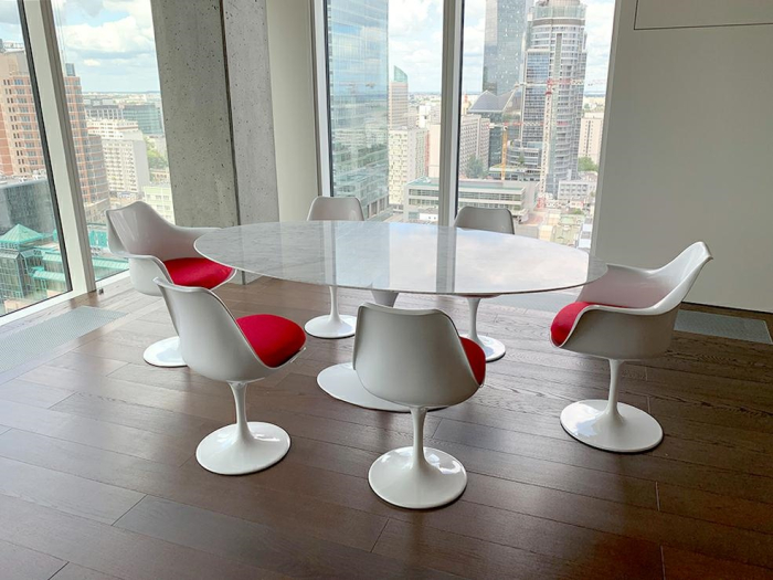 Masă de Dining Tulip Ellipse Marble 200x120x73 cm, Marmură și Metal Alb Lacuit la Înalt Luciu - King Home [16]
