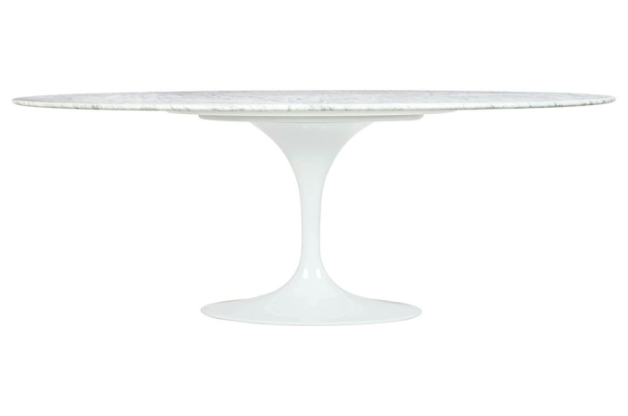 Masă de Dining Tulip Ellipse Marble 200x120x73 cm, Marmură și Metal Alb Lacuit la Înalt Luciu - King Home [3]
