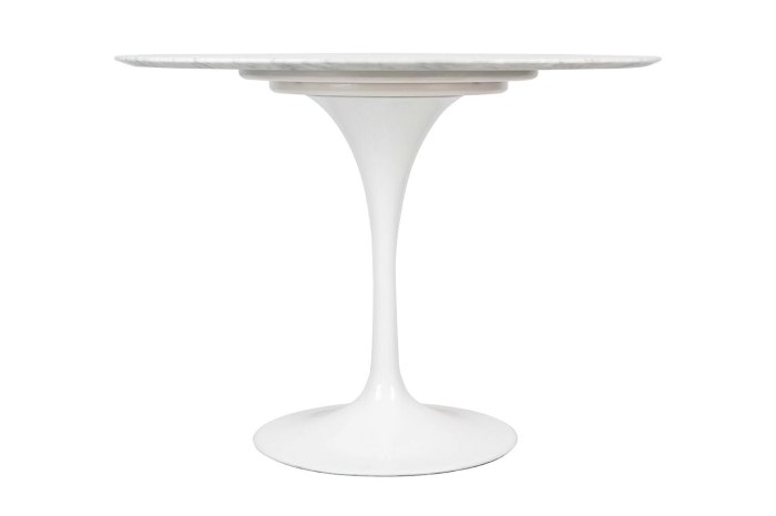 Masă de Dining Tulip Marble 100x100x74 cm, Marmură și Metal Alb Luciu Înalt - King Home [2]