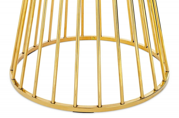 Masa design extravagant Filippa 110x110 cm, MDF imitatie marmura alba/structura metalica aurie, KH1201100128 - King [3]