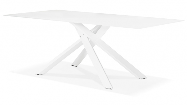Masa design living alba Layton 200x100 cm, blat sticla, picioare metal, DT01240WHWH - Kokoon [9]