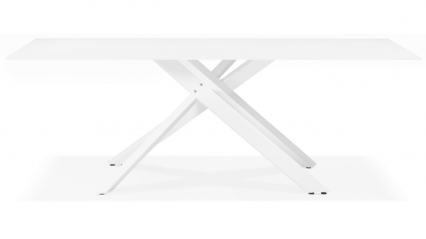 Masa design living alba Layton 200x100 cm, blat sticla, picioare metal, DT01240WHWH - Kokoon [4]
