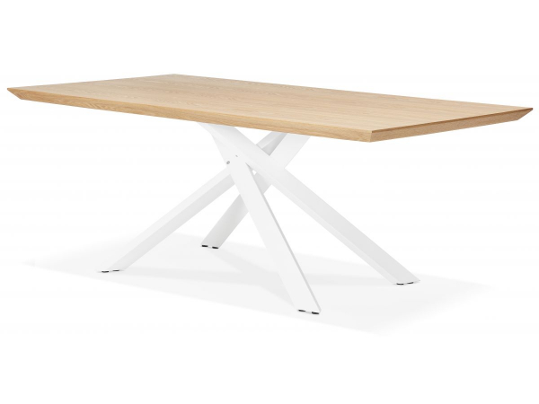 Masa design living Callum 200x100 cm, blat lemn natur, picioare albe metal, DT01210NAWH - Kokoon [3]