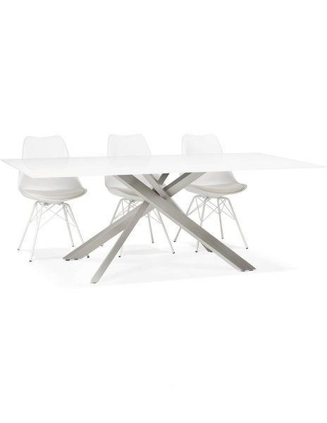 Masa design living Layton 200x100 cm, blat alb sticla, picioare metal, DT01300WHBS - Kokoon [8]