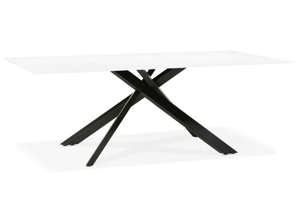Masa design living Layton 200x100 cm, blat alb sticla, picioare negre metal, DT01180WHBL - Kokoon [3]