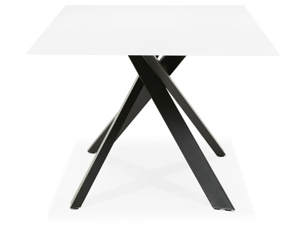 Masa design living Layton 200x100 cm, blat alb sticla, picioare negre metal, DT01180WHBL - Kokoon [2]