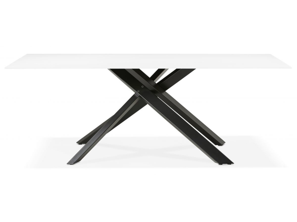 Masa design living Layton 200x100 cm, blat alb sticla, picioare negre metal, DT01180WHBL - Kokoon [8]