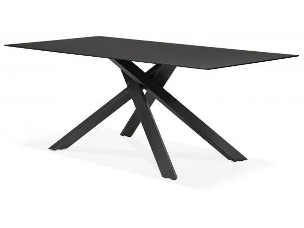 Masa design living neagra Layton 200x100 cm, blat sticla, picioare metal, DT01190BLBL - Kokoon [6]