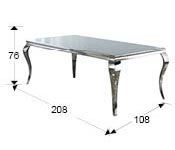 Masa dining baroc Jerrea premium, 208x108 cm, din otel inoxidabil cu blat de sticla, 792107 - Schuller [2]