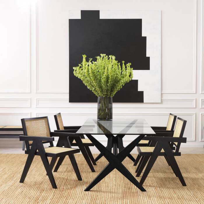 Masa dining lux Maynor 230x100 cm lemn mindi maro/negru, top sticla transparenta | Eichholtz - 114182 [10]