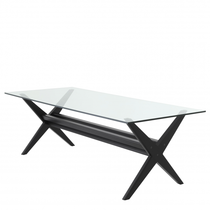 Masa dining lux Maynor 230x100 cm lemn mindi maro/negru, top sticla transparenta | Eichholtz - 114182 [7]