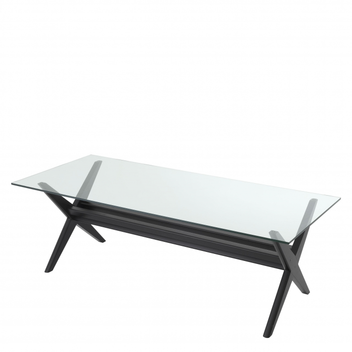 Masa dining lux Maynor 230x100 cm lemn mindi maro/negru, top sticla transparenta | Eichholtz - 114182 [8]