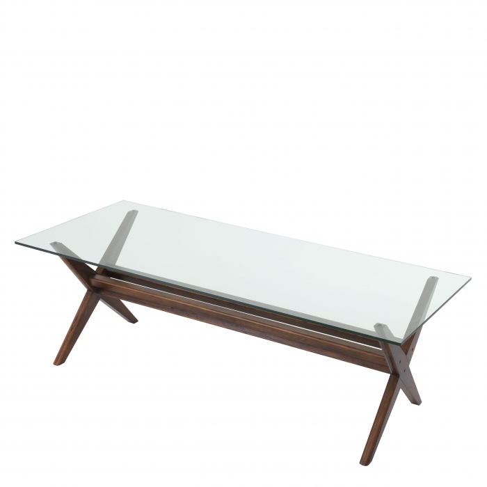 Masa dining lux Maynor 230x100 cm lemn mindi maro/negru, top sticla transparenta | Eichholtz - 114182 [3]