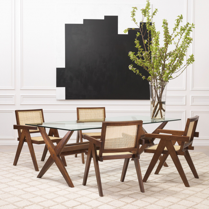 Masa dining lux Maynor 230x100 cm lemn mindi maro/negru, top sticla transparenta | Eichholtz - 114182 [5]