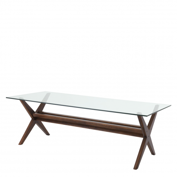 Masa dining lux Maynor 230x100 cm lemn mindi maro/negru, top sticla transparenta | Eichholtz - 114182 [2]