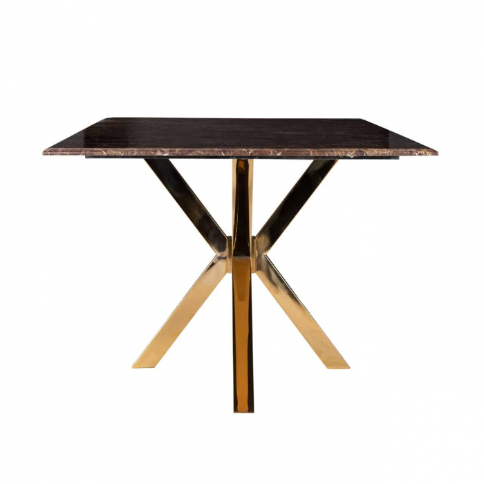 Masa dining lux Randi 200x100 cm baza aurie otel, blat imitatie marmura maro, 9453 - Richmond Interiors [2]