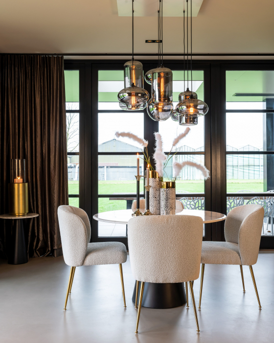 Masa dining lux rotunda Cimba, Ø 120 cm, blat marmura artificala, baza otel inoxidabil, 9915 - Richmond Interiors [7]